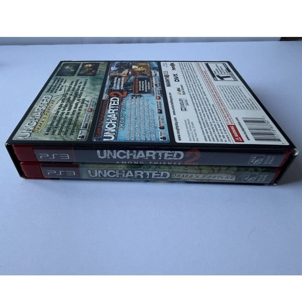 Uncharted Dual Pack 1‎ & 2 - Sony PlayStation 3 - CIB Slipcover & Both Manuals